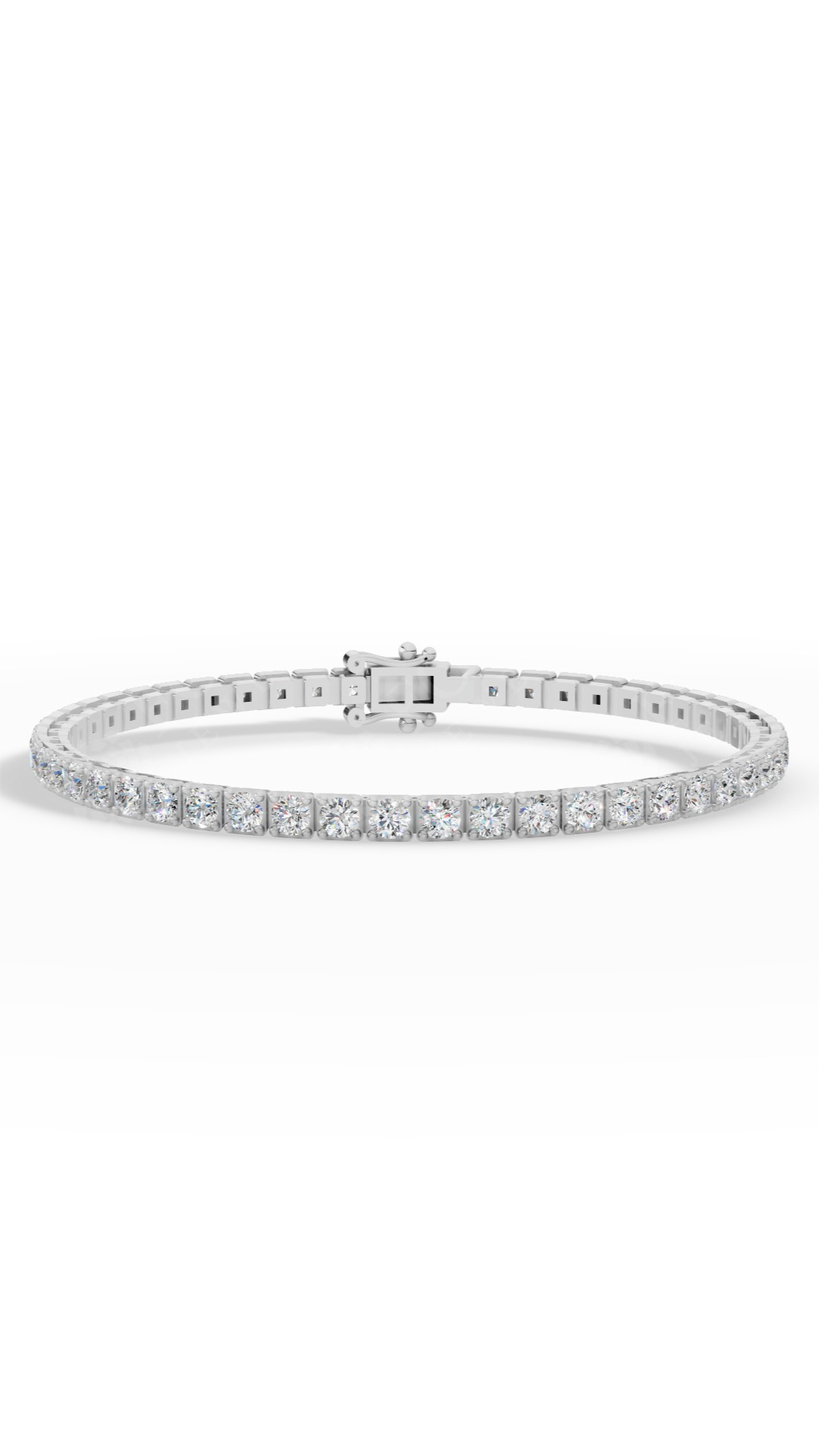 7″ Round Cut Tennis Bracelet Lab Grown Diamonds 10K White Gold 4.4 CTW