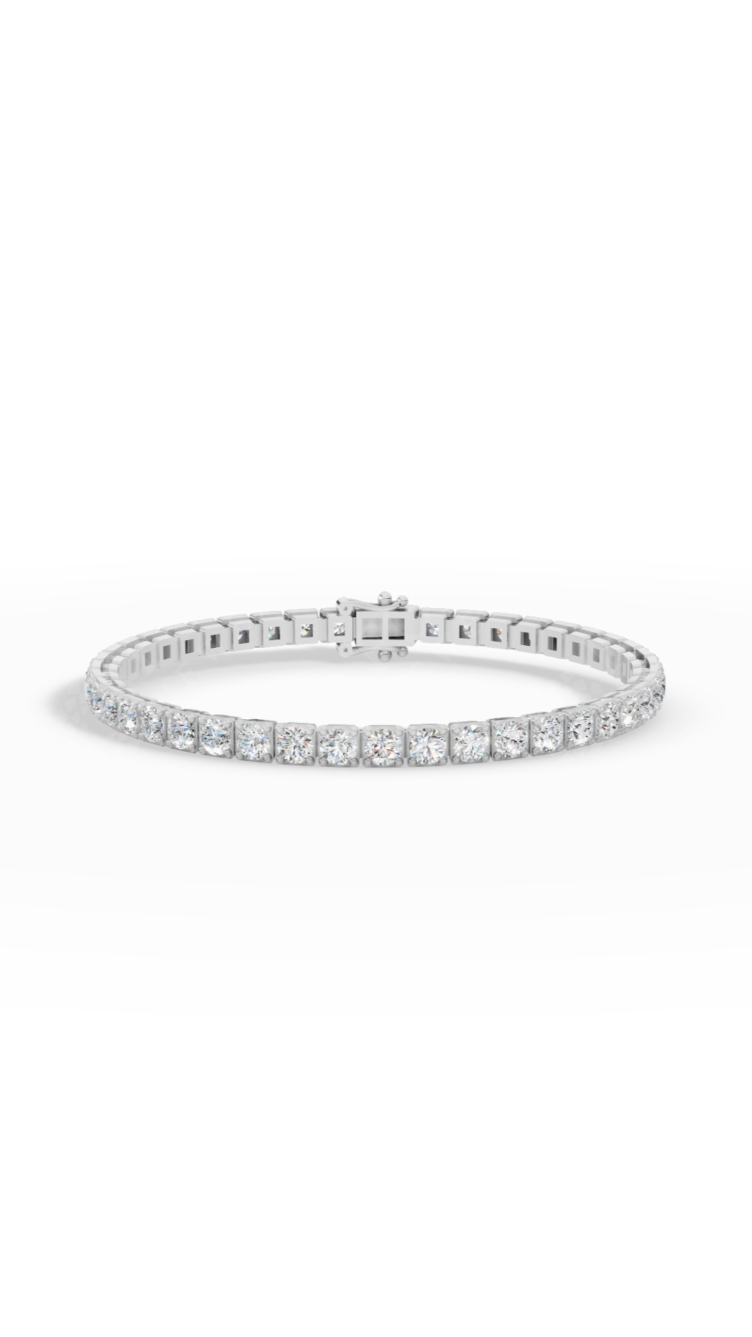 7″ Sleek Round Cut Tennis Bracelet Lab Grown Diamonds 10K White Gold 7.1 CTW