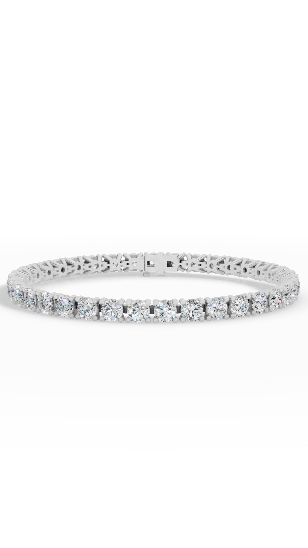 Elongated Four Prong Round Tennis Bracelet Lab Grown Diamonds 10K White Gold 12.4 CTW