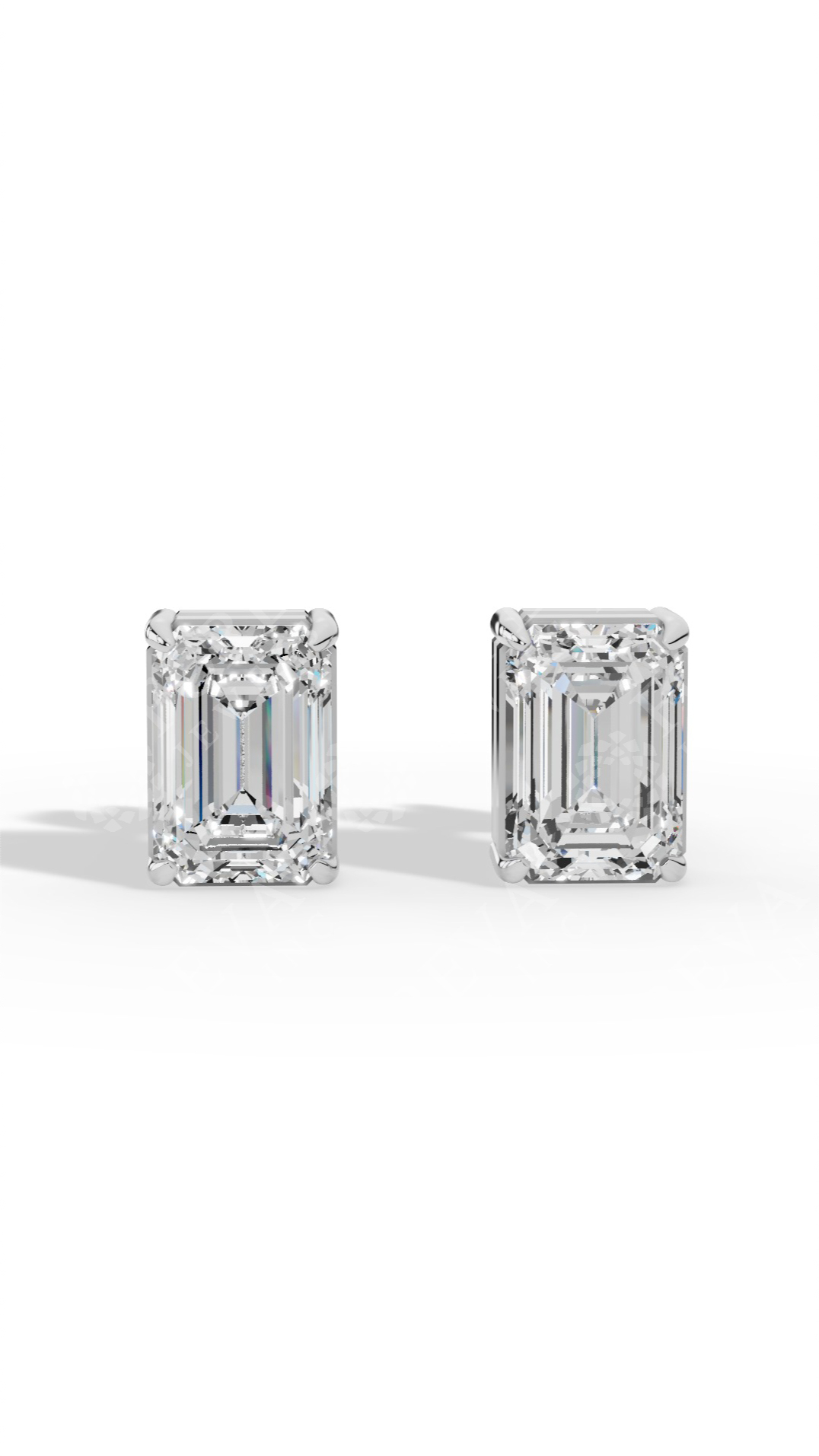 Emerald Cut Solitaire Stud Earrings Lab Grown Diamonds 10K White Gold 1.8 CTW