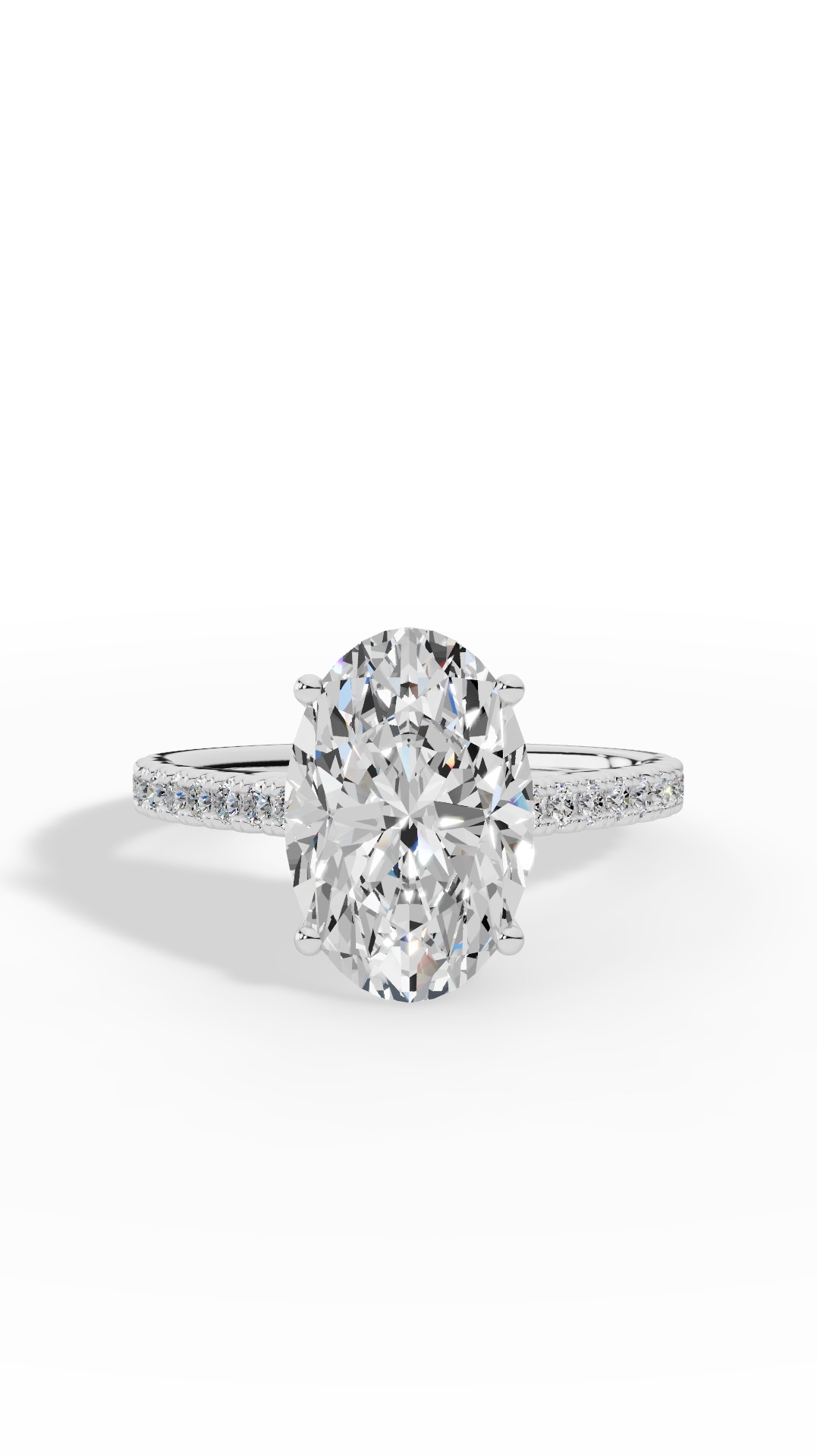 Engagement Ring With Oval & Round Cut Solitaire 10K White Gold 3.43 CTW