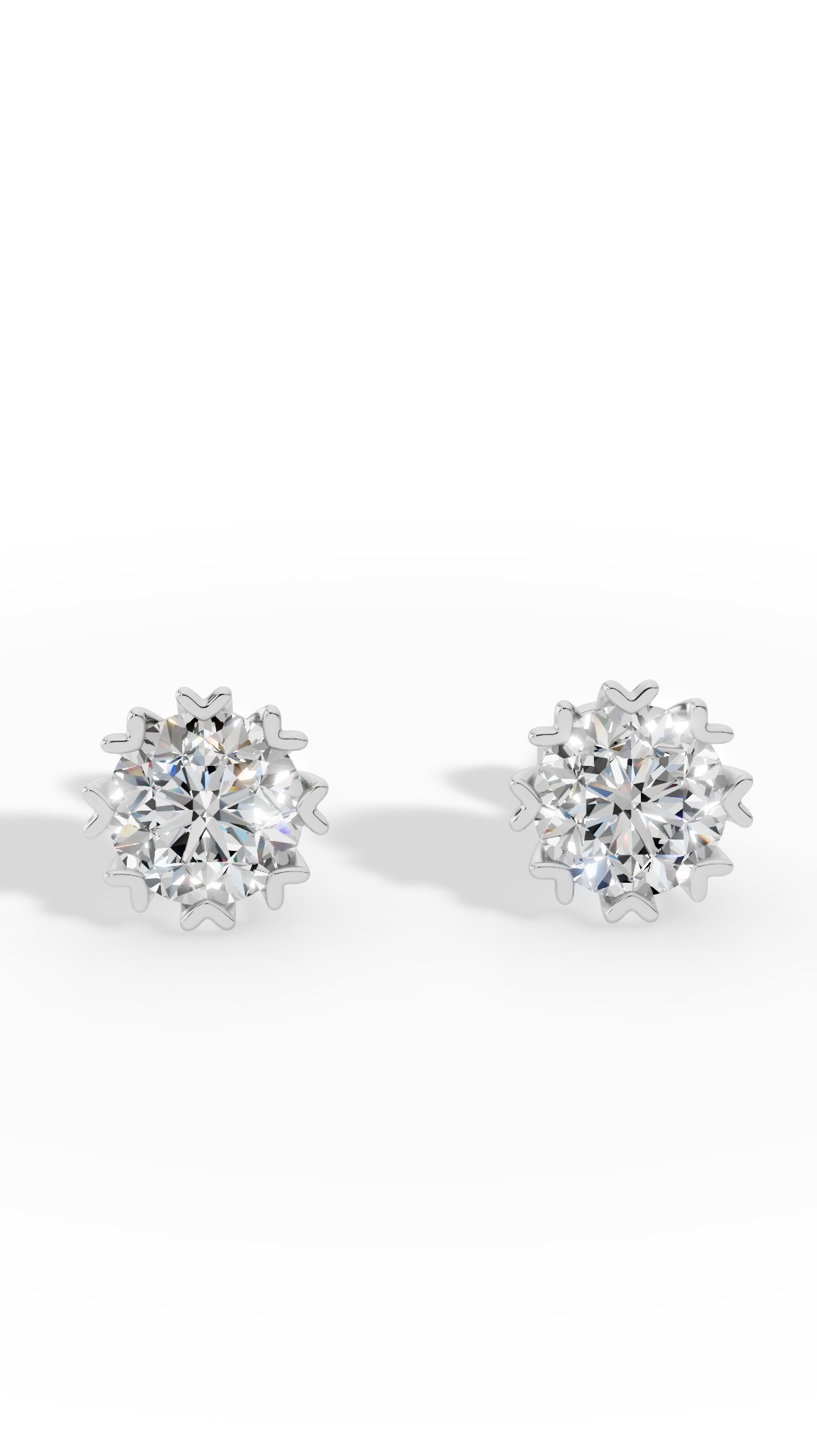 Fancy Prong Brilliant Round Cut Stud Earrings Lab Grown Diamonds 10K White Gold 1.0 CTW