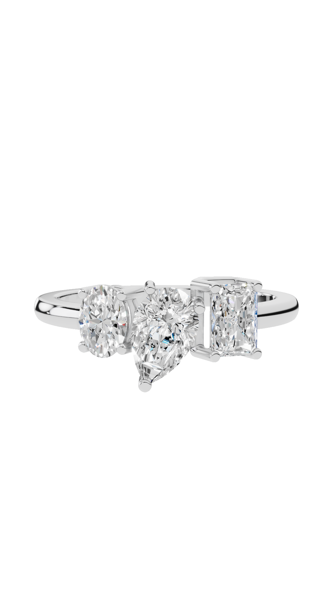 Foreva Classic Tri-Stone Wedding Ring in Oval, Pear and Radiant Cut Lab Grown Diamonds 10K White Gold 1.24 CTW
