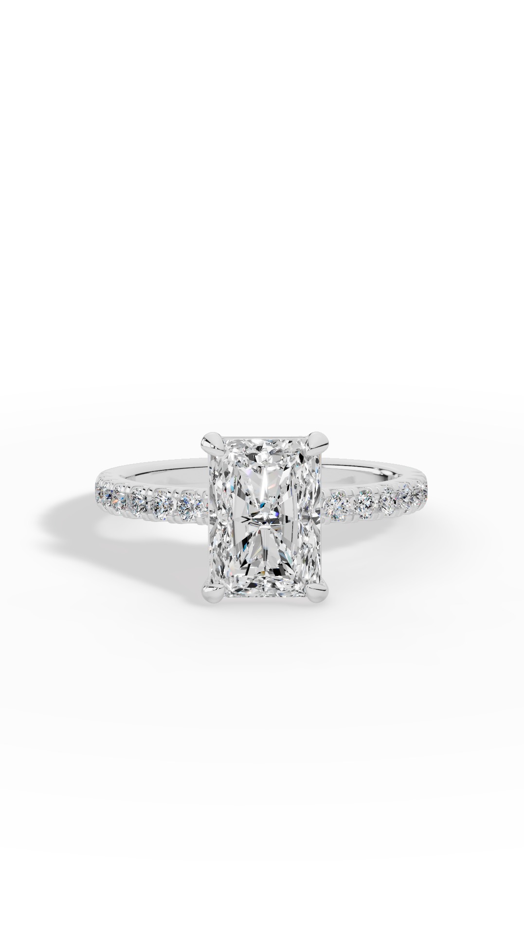 Halo Radiant Cut & Brilliant Round Cut Multi Stone Ring Lab Grown Diamonds 10K White Gold 2.3 CTW