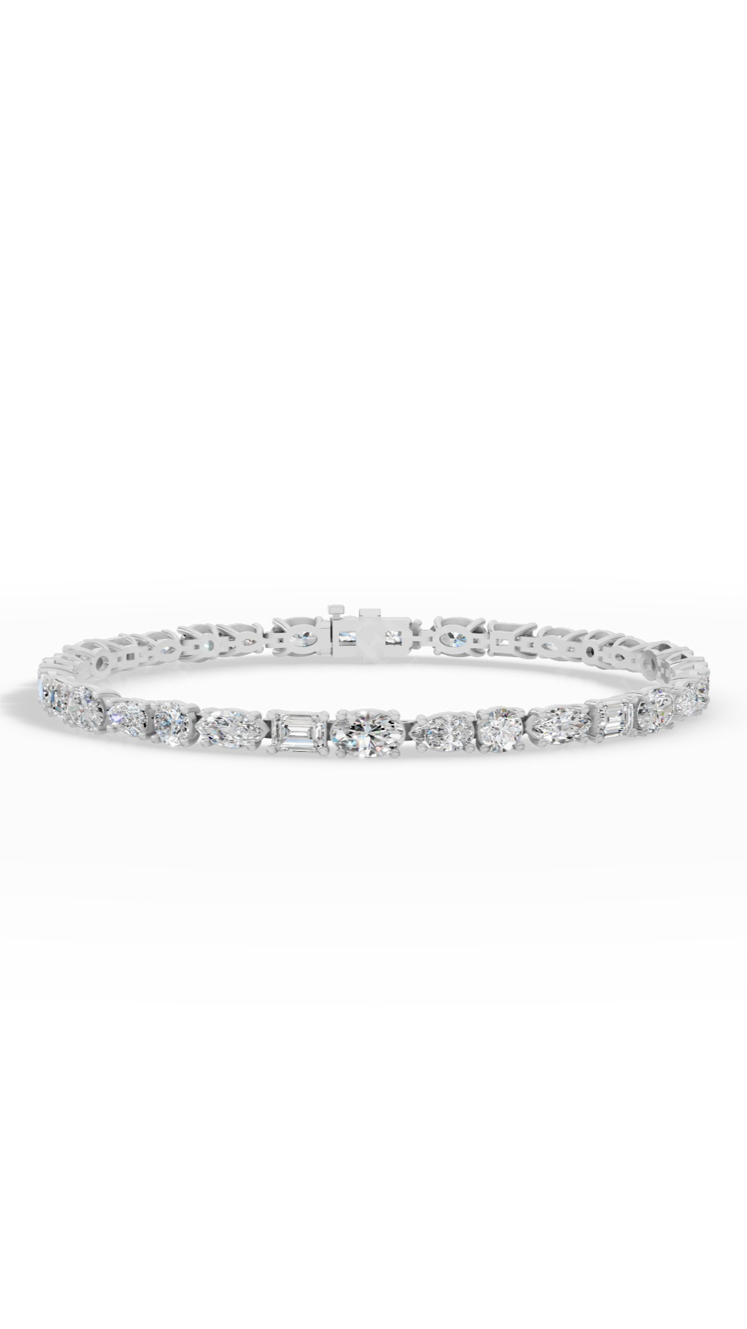 Mixed Cut Tennis Bracelet Lab Grown Diamonds 10K White Gold 7.7 CTW
