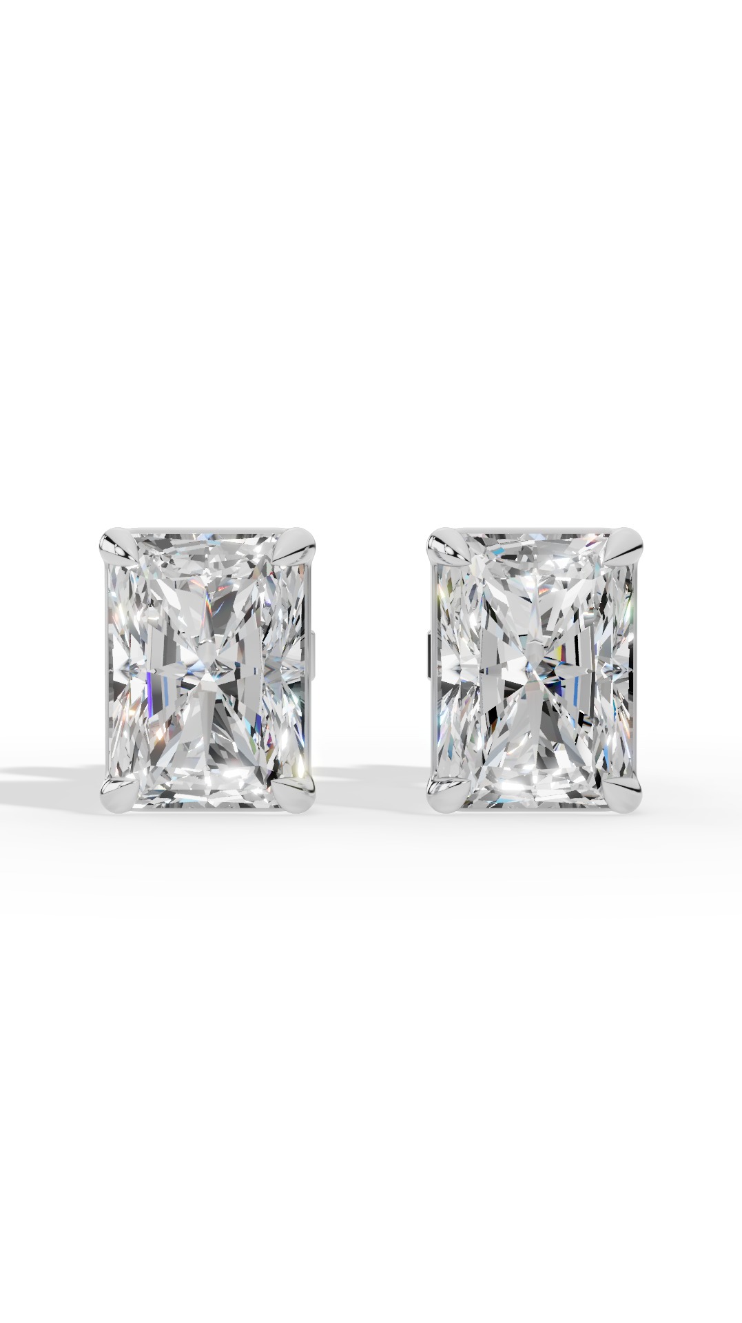 Radiant Cut Solitaire Stud Earrings Lab Grown Diamonds 10K White Gold 2.0 CTW