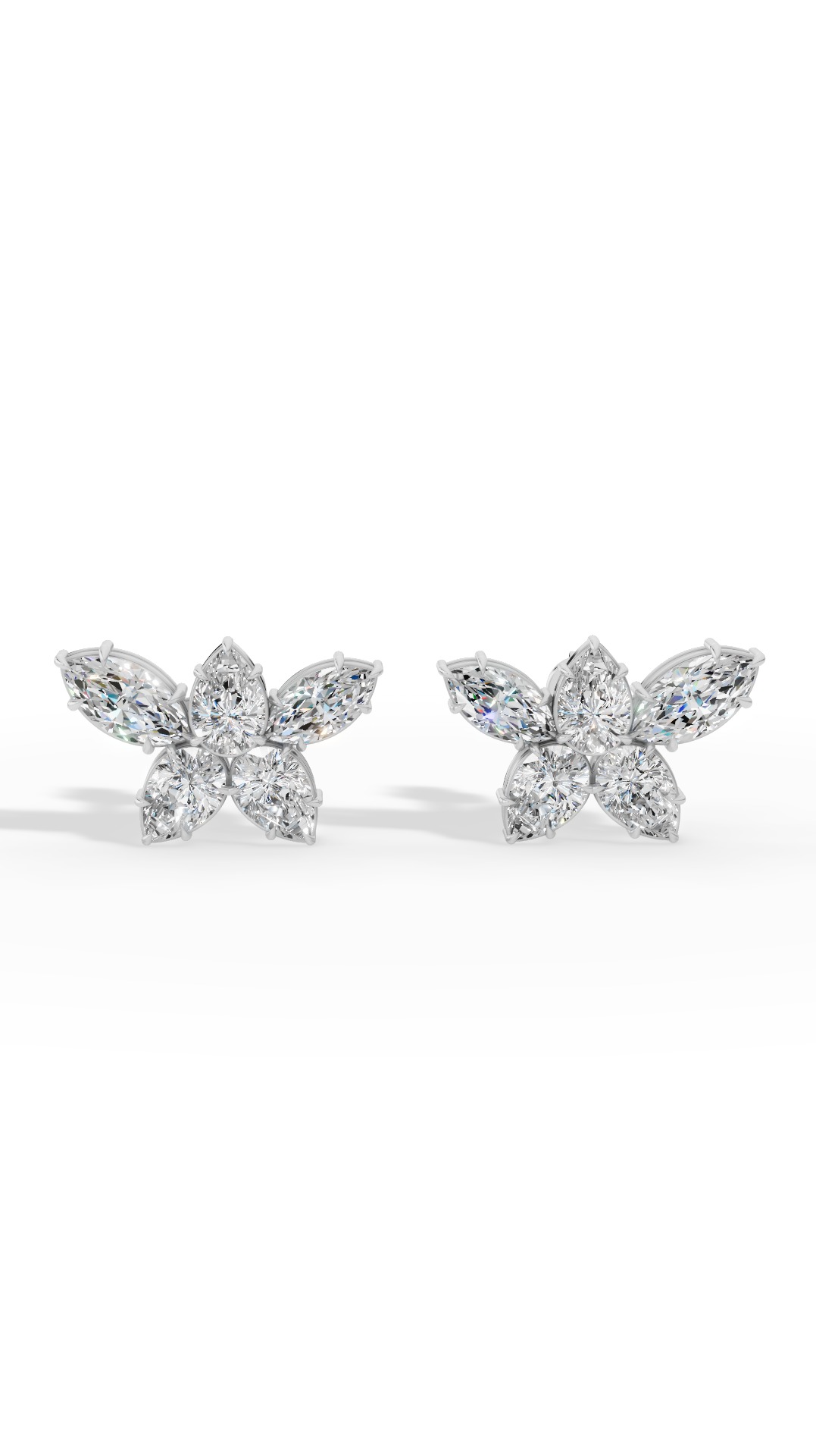 Stud Earring Featuring Marquise And Pear Cut Lab Grown Diamonds 10K White Gold 3.5 CTW