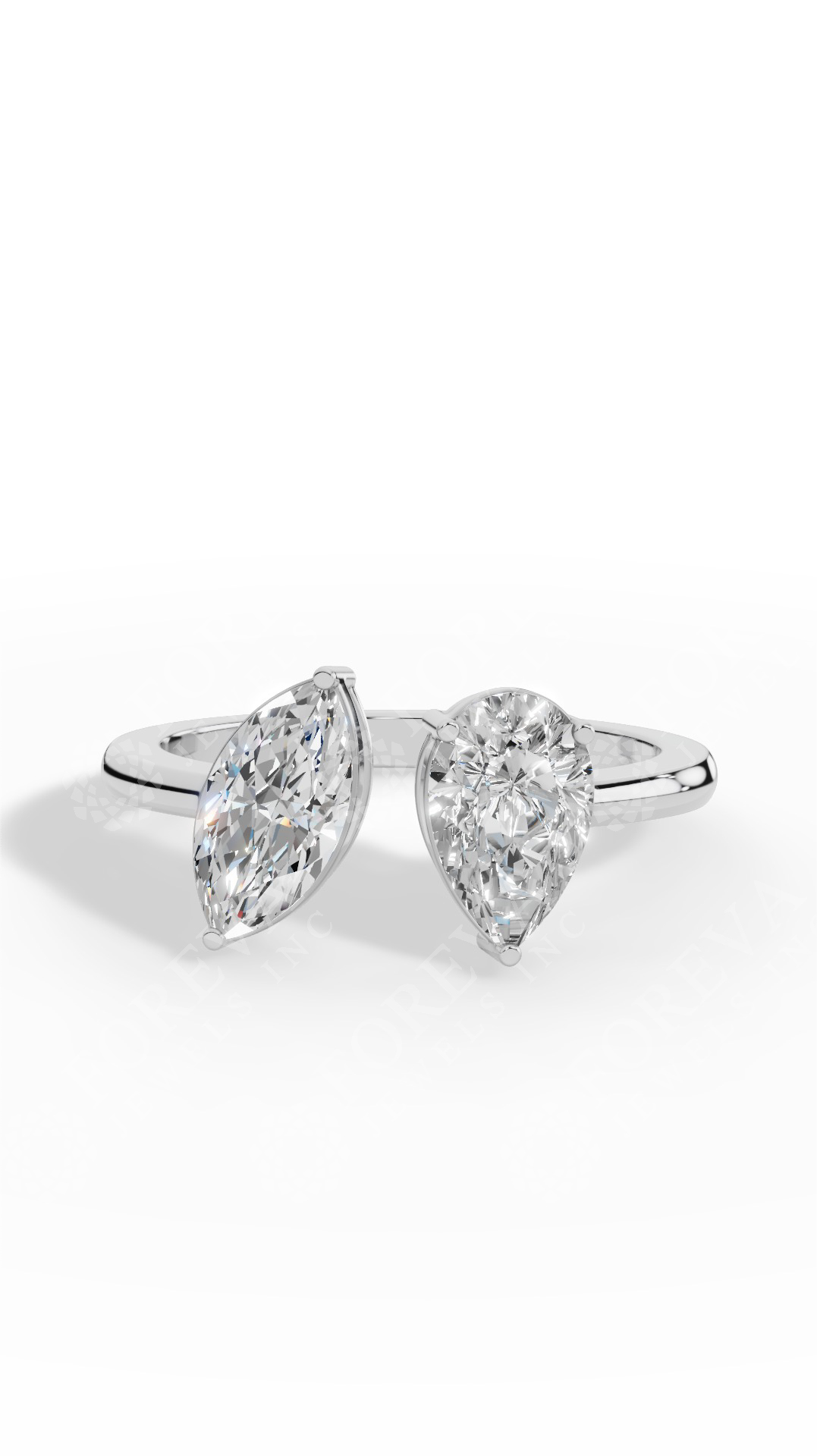 Toi-Et-Moi In Pear & Marquise Cut Two Stone Ring Lab Grown Diamonds 10K White Gold 1.7 CTW