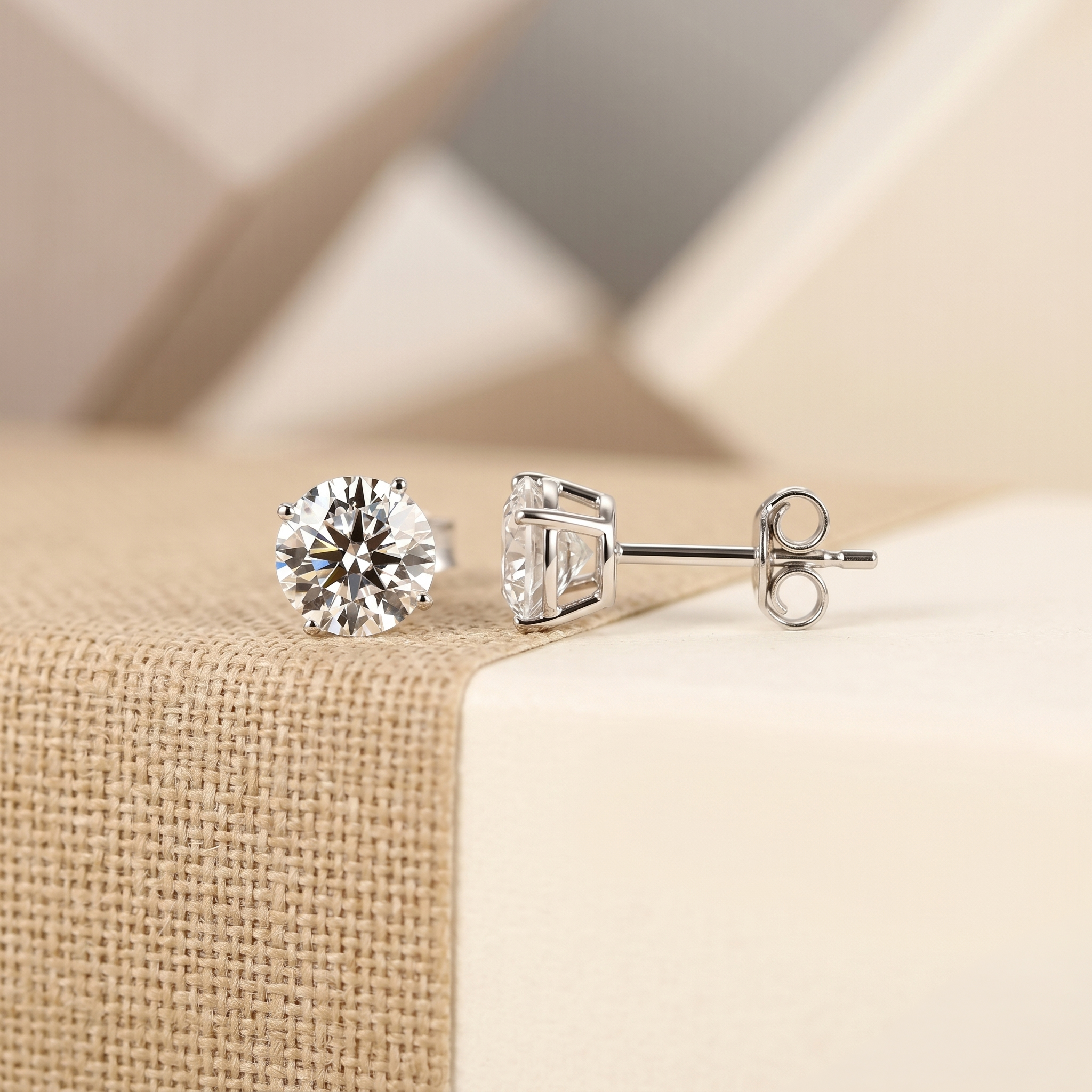 10K White Gold 2.2 CTW Round Cut In Solitaire Stud Earrings Lab Grown Diamond