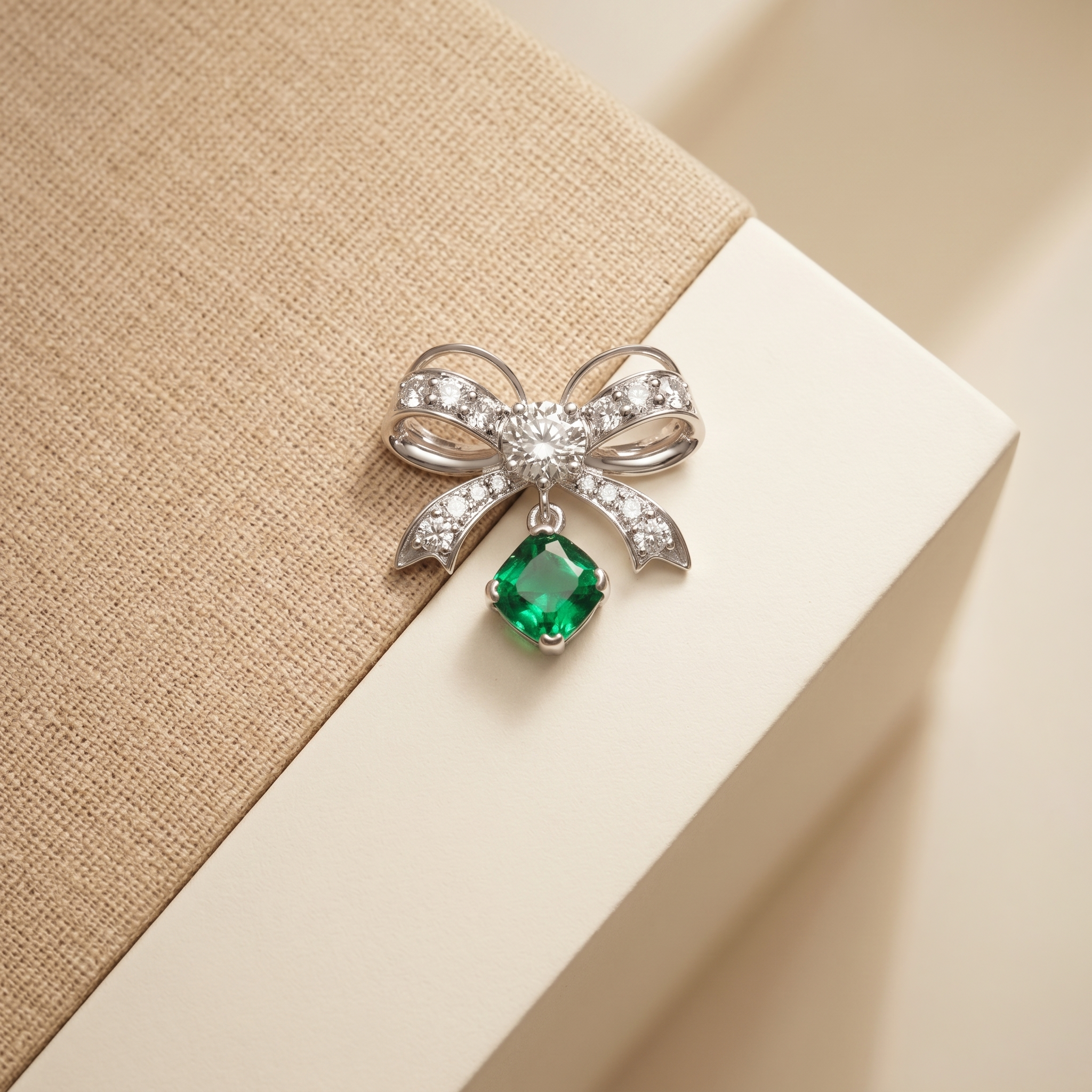Ribbon Bow Drop · Lab Emerald